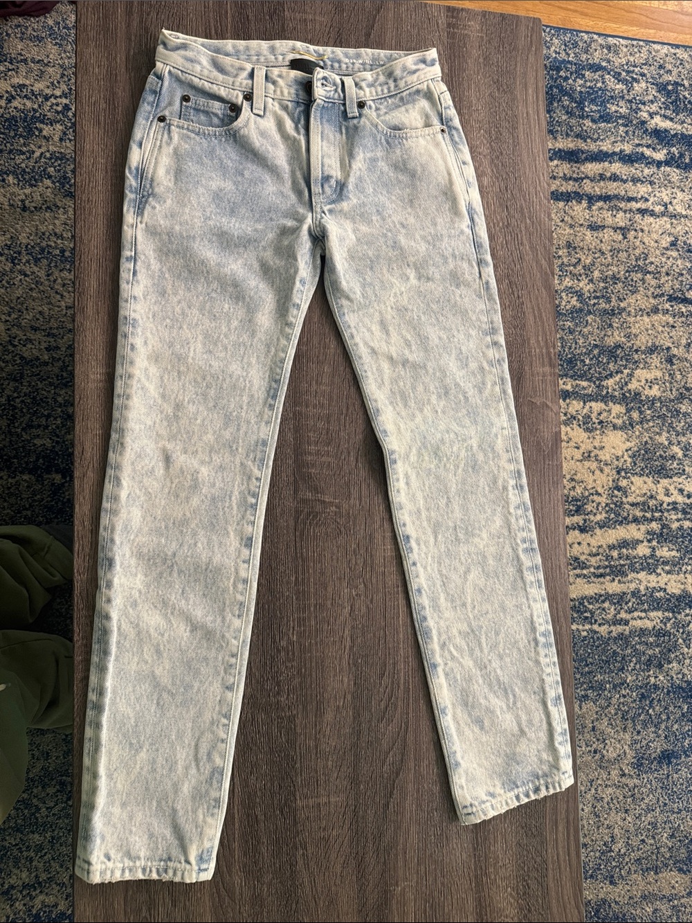 Saint Laurent Pale Blue Slim High Waist Straight Jeans